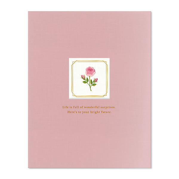シンプル色紙 バラ SYG-09 花言葉「感謝」「愛」 二つ折り 表紙窓付き 寄せ書き ウエディング 出産 退職 卒業 メッセージシール21人分）/タイトルシー