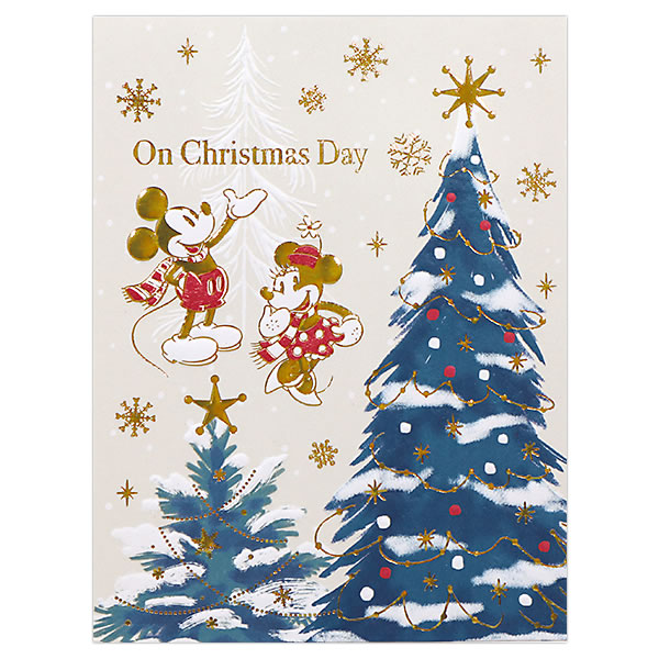 クリスマスカード 洋風 二つ折りポップアップ XAR-826-550 （HX-09） ディズニー ミッキー＆ミニーツリー ホールマーク 立体カード Christ｜horiman