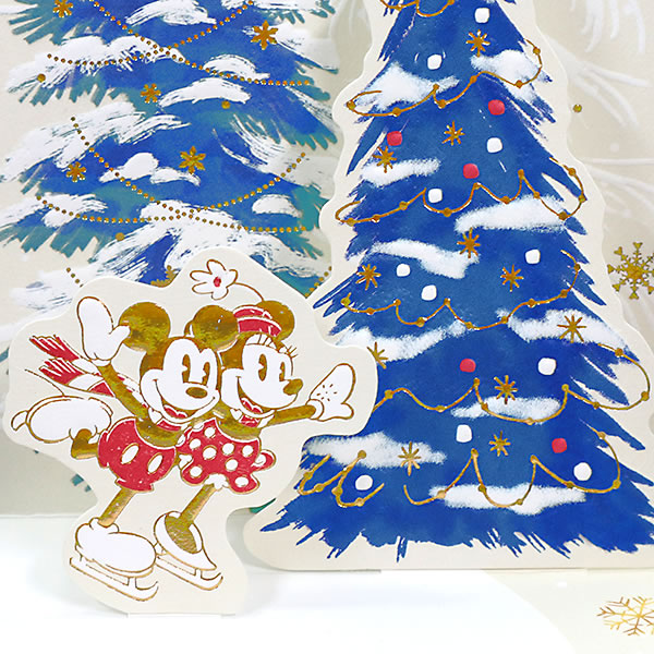 クリスマスカード 洋風 二つ折りポップアップ XAR-826-550 （HX-09） ディズニー ミッキー＆ミニーツリー ホールマーク 立体カード Christ｜horiman｜04