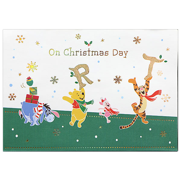 クリスマスカード 洋風 二つ折りポップアップ XAR-826-567 （HX-10） ディズニー くまのプーさん文字遊び ホールマーク 立体カード Christ｜horiman