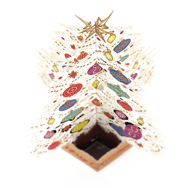 クリスマスカード 洋風 立体カード XAR-826-628 （HX-16） レーザーオーロラツリー ミニカード付き ホールマーク Christmas card｜horiman｜04