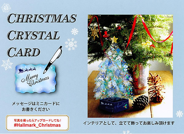 クリスマスカード 洋風 立体カード XAR-826-635 （HX-17） クリスタルブルーツリー ミニカード付き ホールマーク Christmas  card