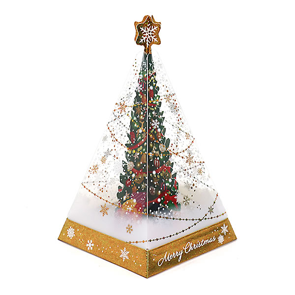 クリスマスカード 洋風 立体カード XAR-826-697 （HX-20） スクエアピラミッドツリー ミニカード付き ホールマーク Christmas card｜horiman