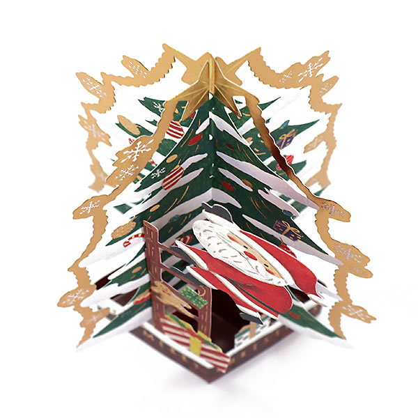 クリスマスカード 洋風 立体カード XAR-826-727 （HX-22） 星を飾るサンタ ミニカード付き ホールマーク Christmas card グリーテ｜horiman｜04