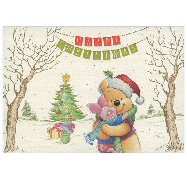 クリスマスカード 洋風 二つ折りポップアップカード XAR-828-226 （HX-38） ディズニー プー ハグ ホールマーク Christmas card｜horiman