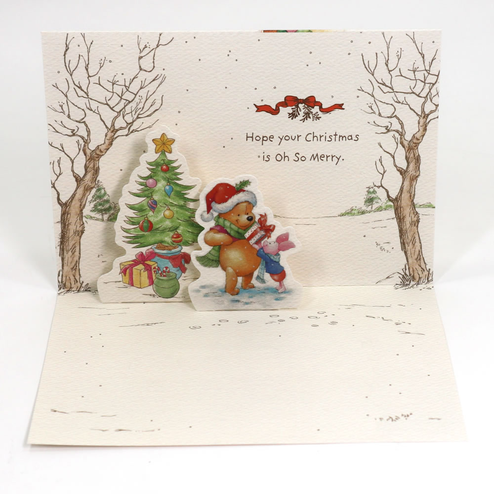 クリスマスカード 洋風 二つ折りポップアップカード XAR-828-226 （HX-38） ディズニー プー ハグ ホールマーク Christmas card｜horiman｜02