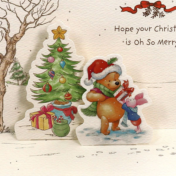 クリスマスカード 洋風 二つ折りポップアップカード XAR-828-226 （HX-38） ディズニー プー ハグ ホールマーク Christmas card｜horiman｜04