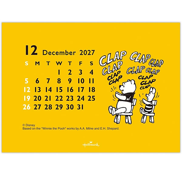 2027年 カレンダー 卓上 ボックス型 くまのプーさん メモ付き ホール