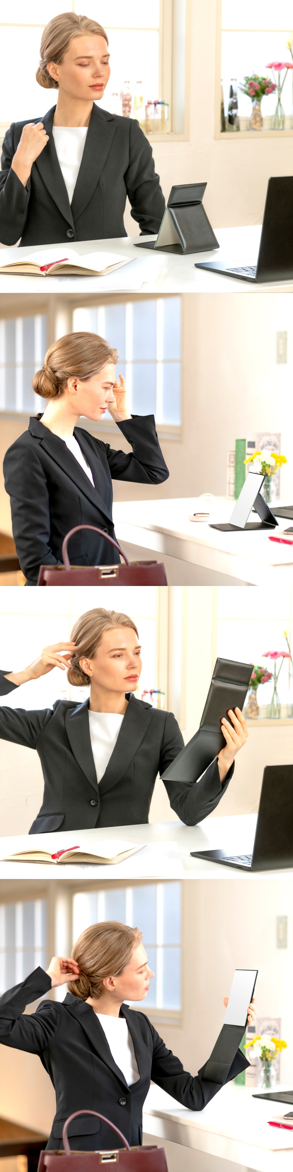 角度調整 卓上かがみ 携帯 薄い コンパクト 軽い