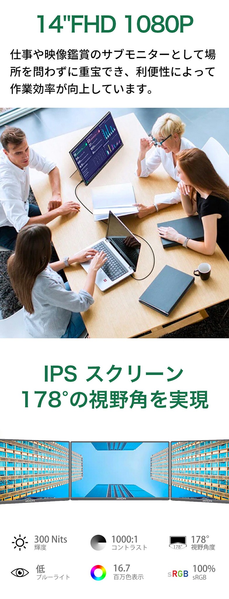 ARZOPA モバイルモニター 14インチ F...の詳細画像3