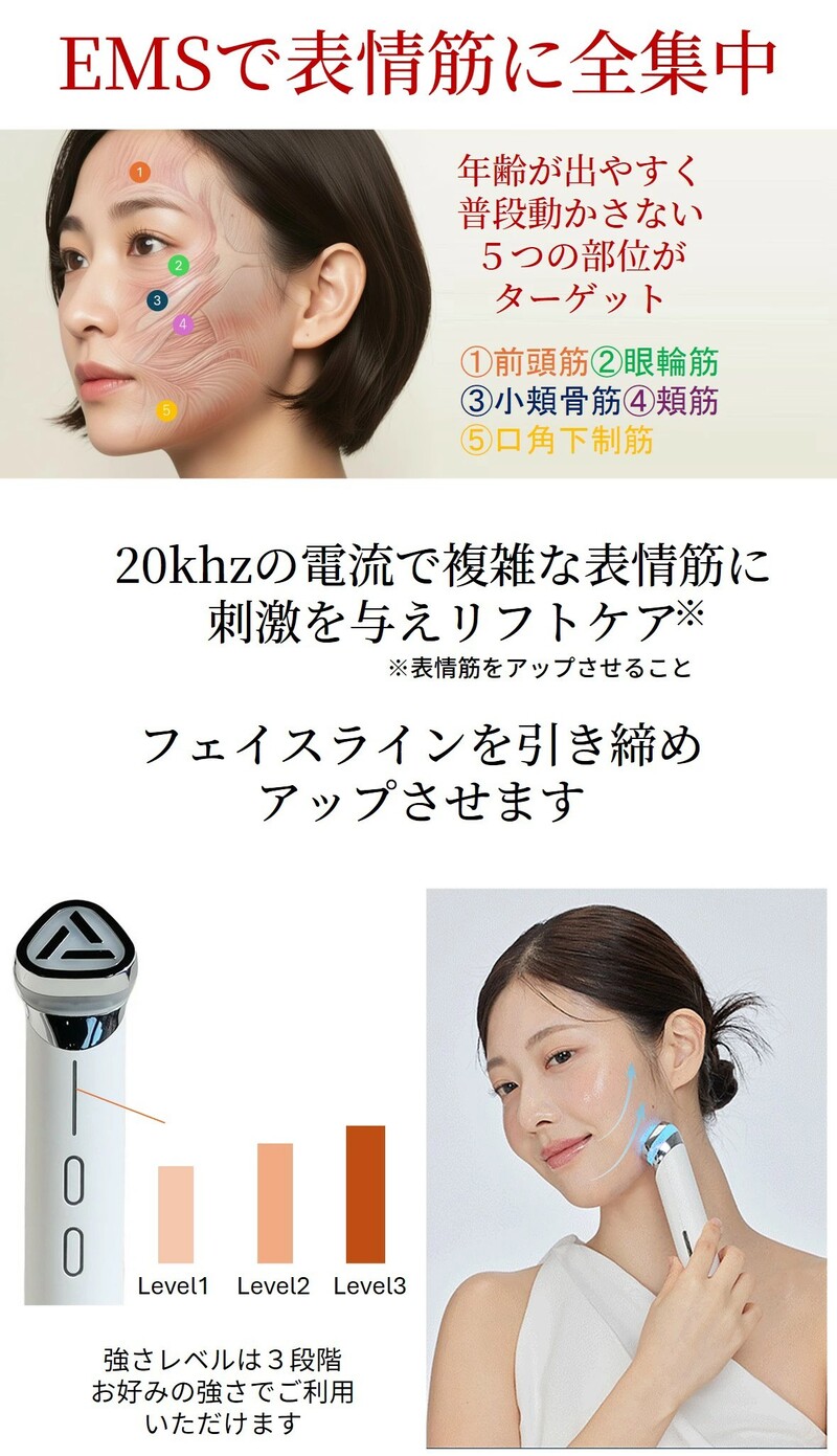 【新品未使用】eROD美顔器　ホワイト取扱説明書付き 美顔器 ブースター 浸透 リフトアップ EMS エレクトロポレーション