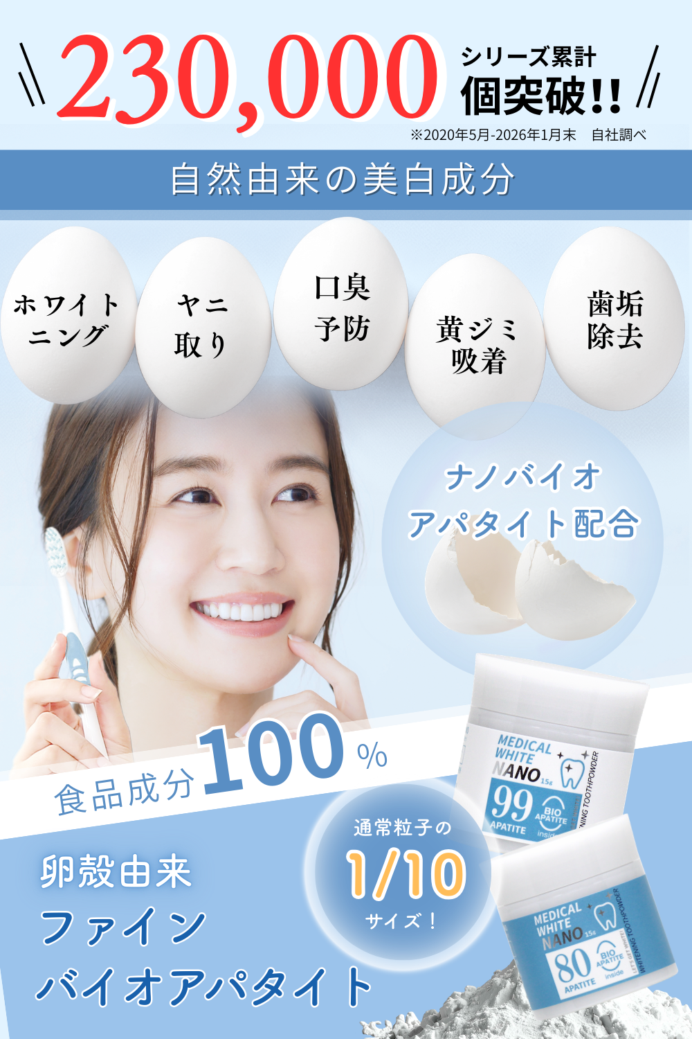 ホワイトニング 歯磨き粉 メディカルホワイトナノ99 15g×3個セット 粉
