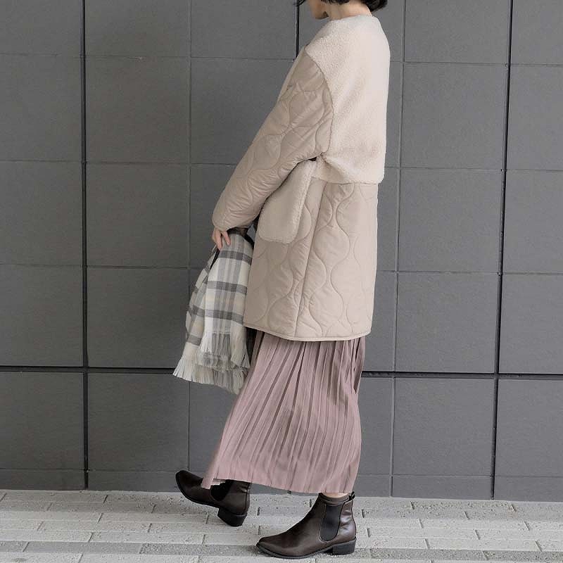 セール ボア切替 キルトコート 中綿コート キルティング
