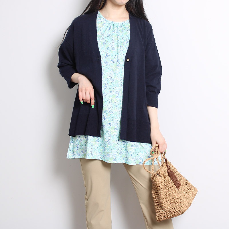 MB mint breeze セール品L〜5L 透かし柄ロングカーディガン