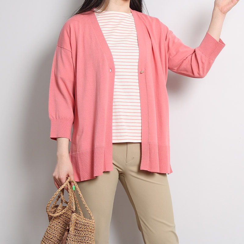 MB mint breeze セール品L〜5L 透かし柄ロングカーディガン