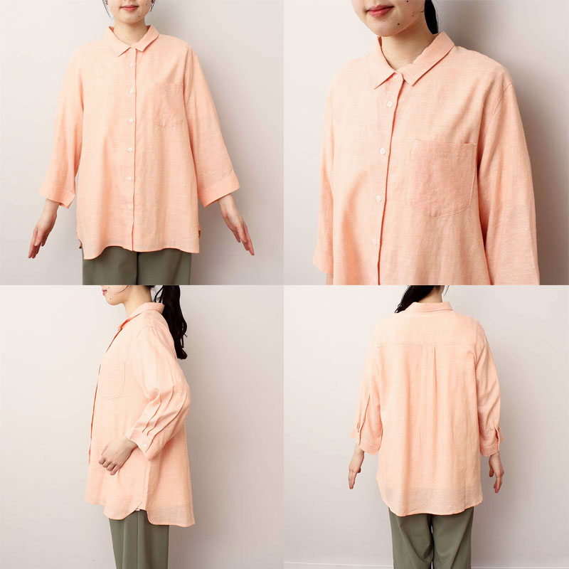 リネン混フロル刺繍シャツ ／ シャツ トップス 羽織り レディース 長袖 春 夏 秋 シンプル 麻混 レーヨン 綿 刺しゅう 花 フラワー オーバーサイズ ゆったり リネン混フロル刺繍シャツ / シャツ・ブラウス | エスニック