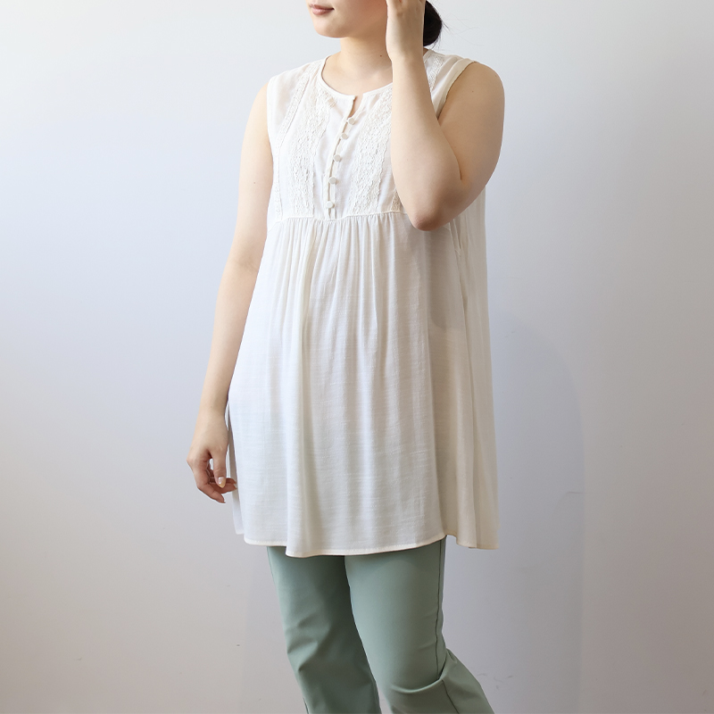 MB mint breeze L〜5L レース使い ノースリーブ チュニック