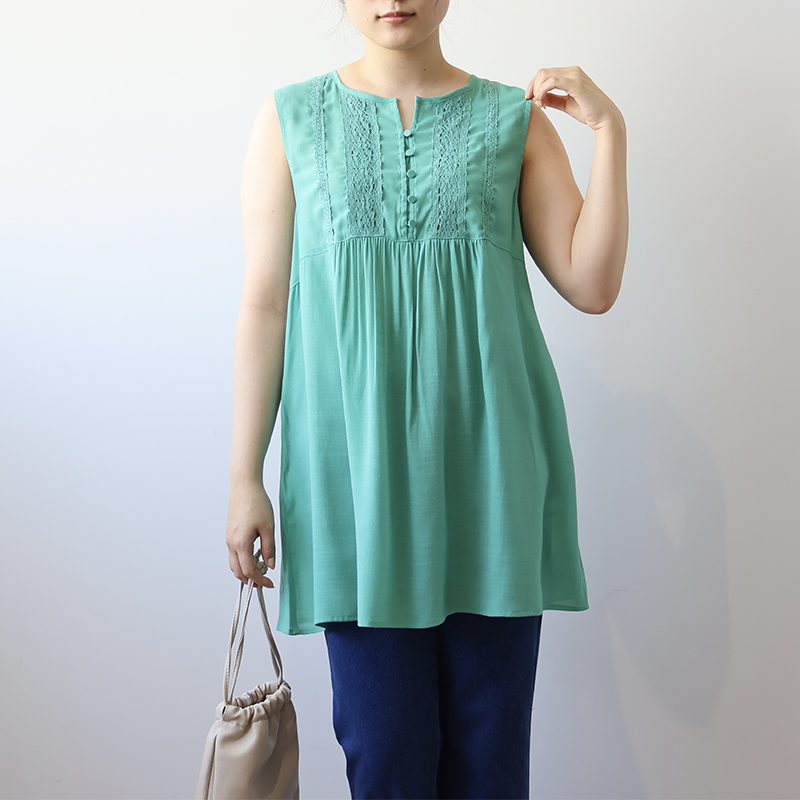 MB mint breeze L〜5L レース使い ノースリーブ チュニック