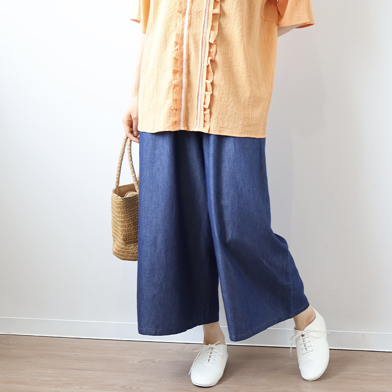 MB mint breeze L〜6L デニムガウチョパンツ 大きいサイズ