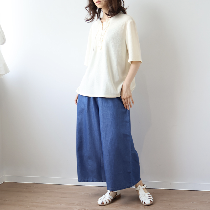 662 nop de mod ガウチョパンツ Mサイズ ダークブルー 楽天市場】【セール M〜5L】デニム ワイド パンツ 大きいサイズ