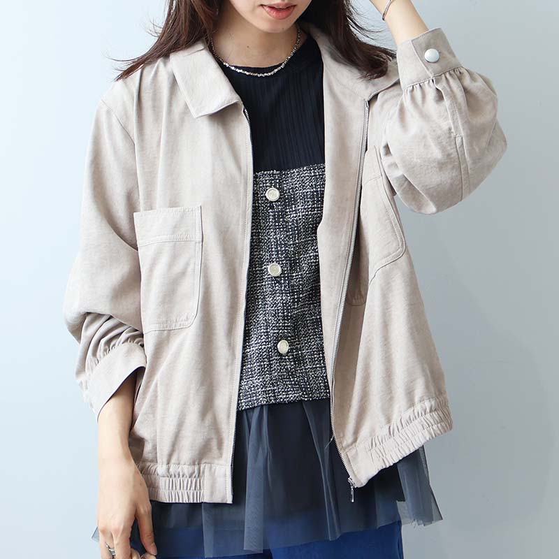 leswel L〜5L ブロントZIP シャツカラーブルゾン ジャケット 大きい