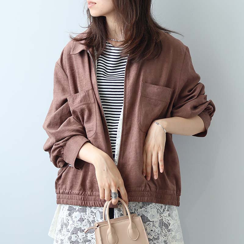 leswel L〜5L ブロントZIP シャツカラーブルゾン ジャケット 大きい