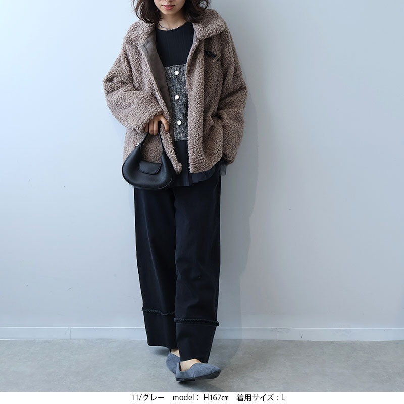 leswel L〜5L ボアジャケット 大きいサイズ レディース 冬 コート