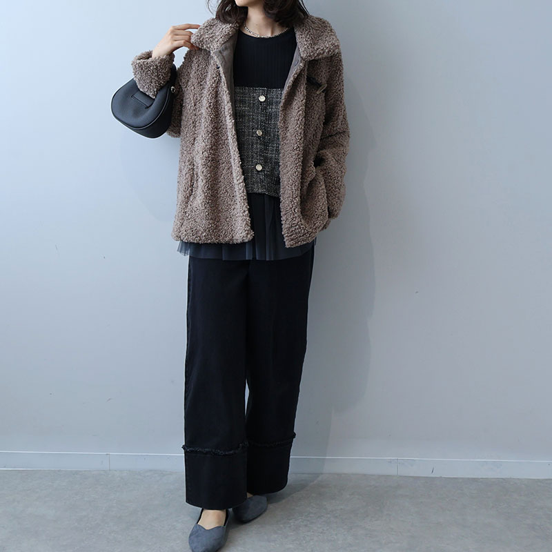 leswel L〜5L ボアジャケット 大きいサイズ レディース 冬 コート