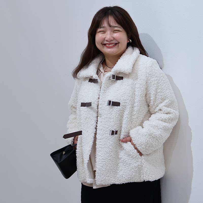 leswel L〜3L yuki×leswel ふんわりループボアジャケット 大きい