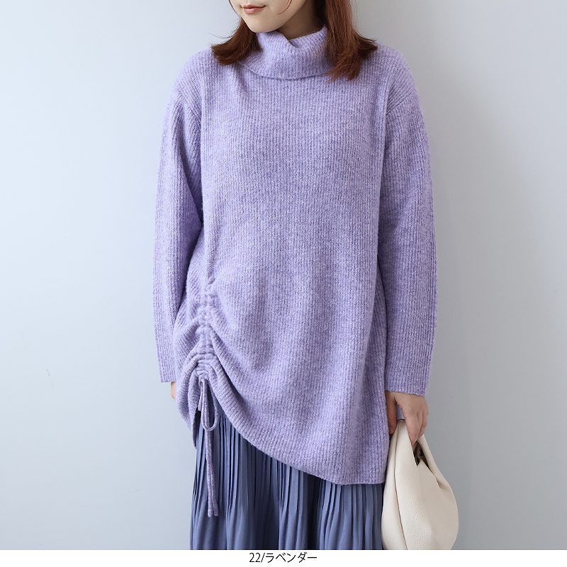 美品✨️プリーツプリーズ 長袖タートルネックブラウス 3 パープル 紫 洗える AMBIDEX Store 〇 ジーロンラム タートルネック プルオーバー(F ミント