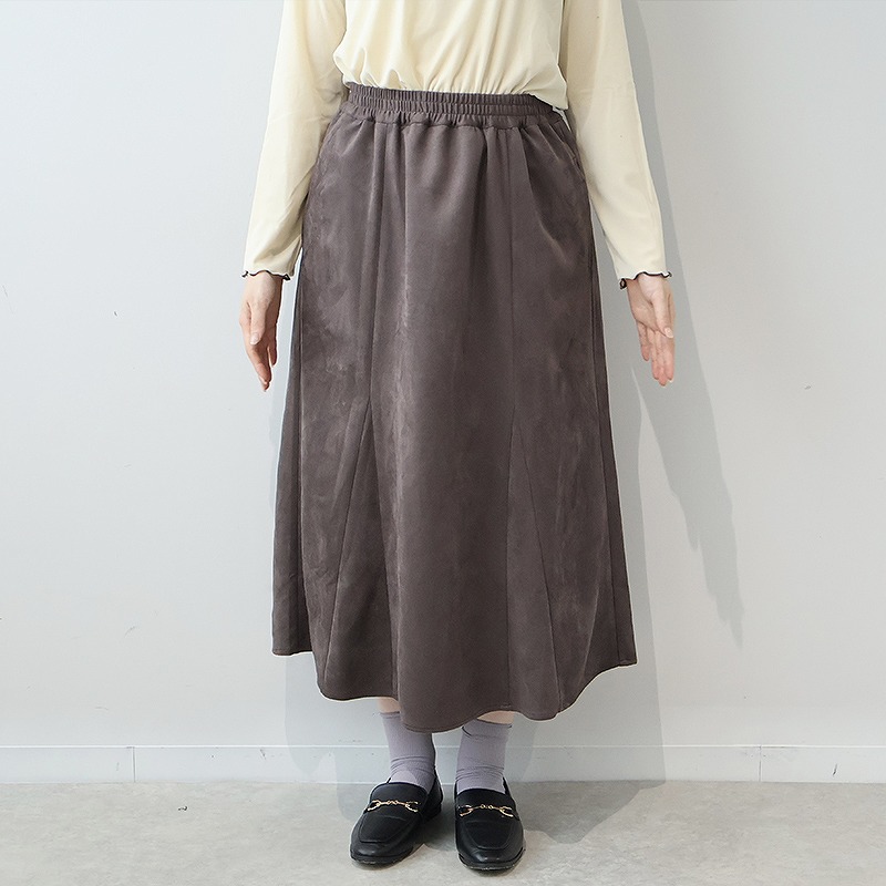 leswel L〜3Lyuki×leswelコラボ L〜3L ニット スエード ロングスカート