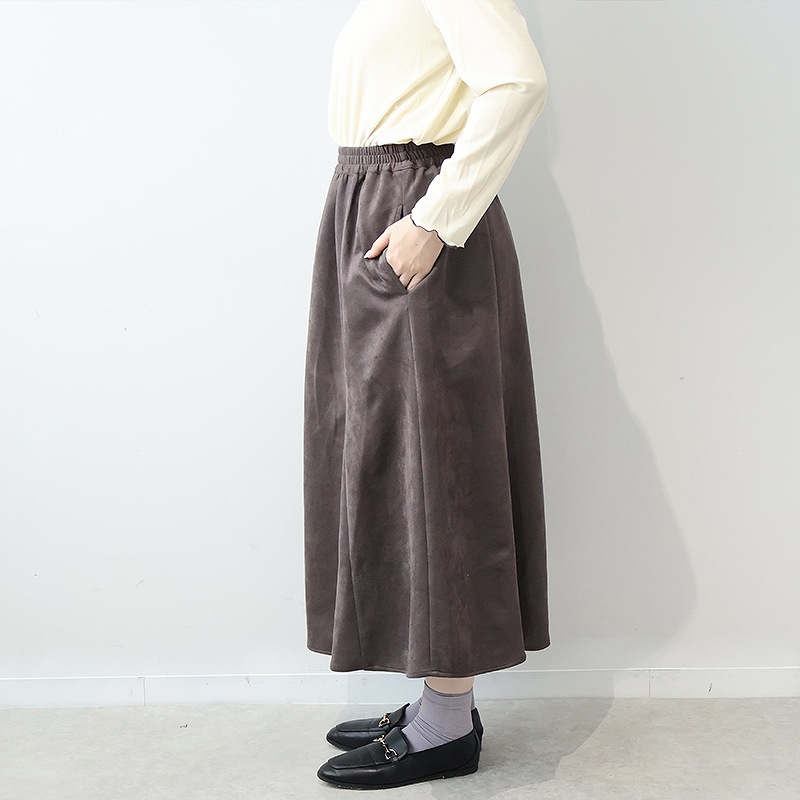 leswel L〜3Lyuki×leswelコラボ L〜3L ニット スエード ロングスカート