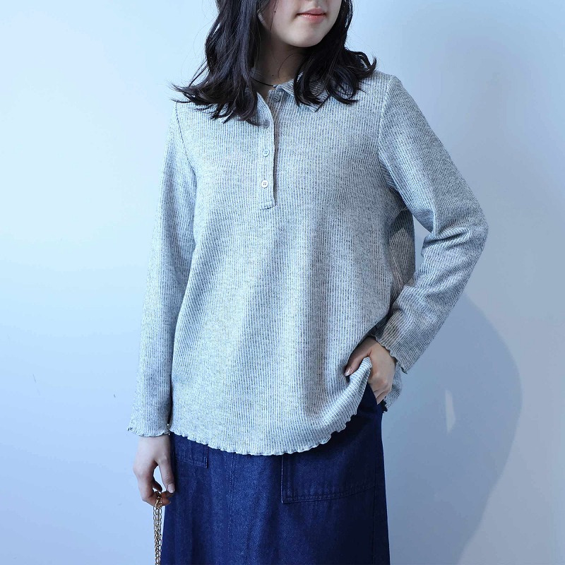 leswel leswelレスウェル L〜5L ふわふわリブ ポロニット 大きいサイズ