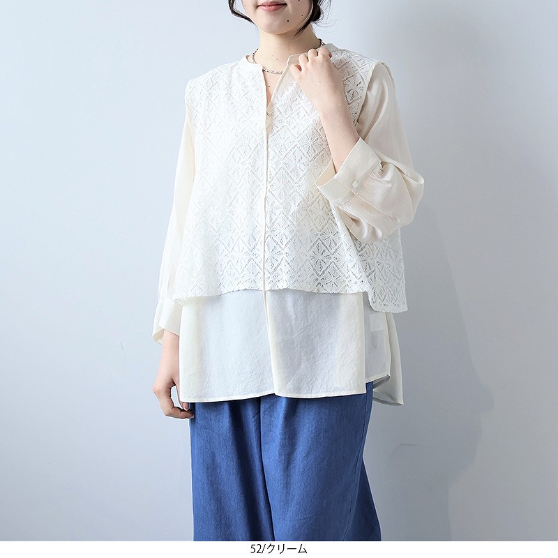 MB mint breeze L〜5L レース レイヤード ブラウス 大きい