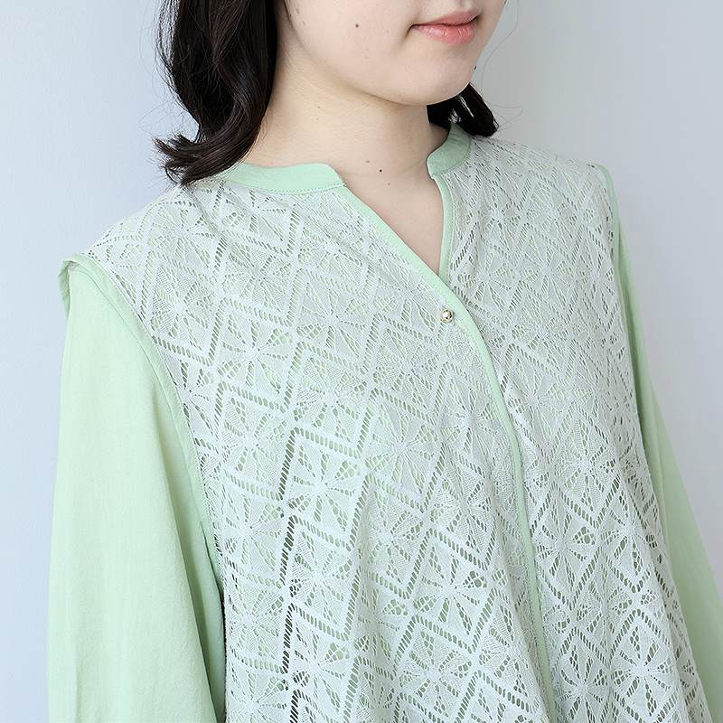MB mint breeze L〜5L レース レイヤード ブラウス 大きい