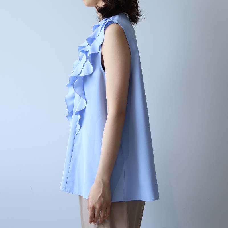 ★専用★　美品　ノーカラーフリルブラウス　ミント ☆専用☆ 美品 ノーカラーフリルブラウス ミント 【公式通販】