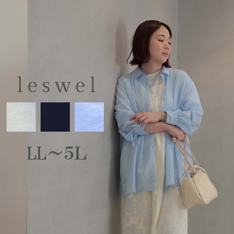 leswel レスウェルL〜5L 袖ドロストブラウス大きいサイズ レディース