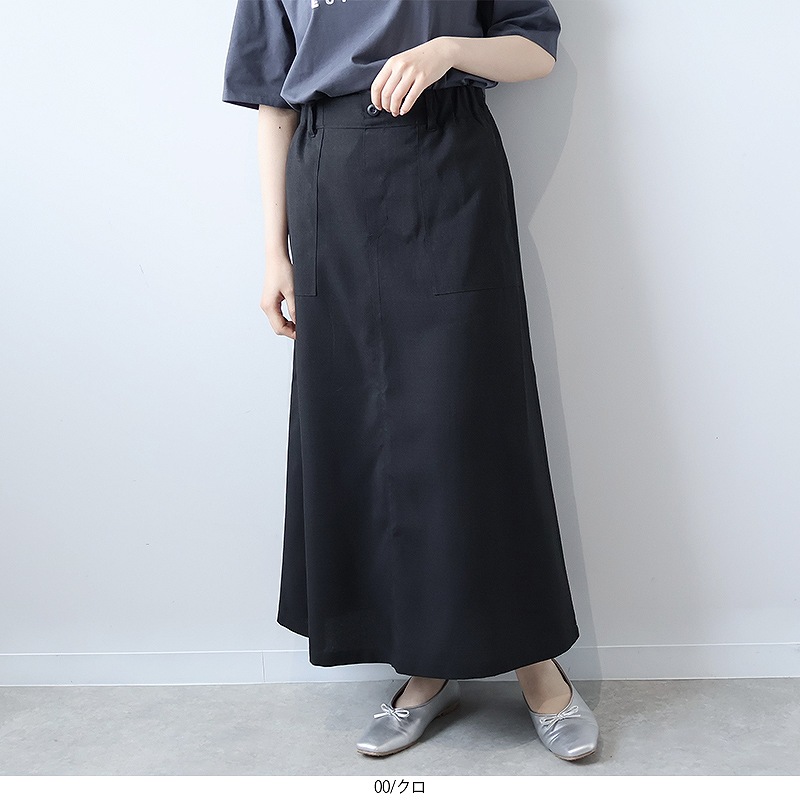 L〜5L リネンライク ロングスカート大きいサ...の詳細画像1