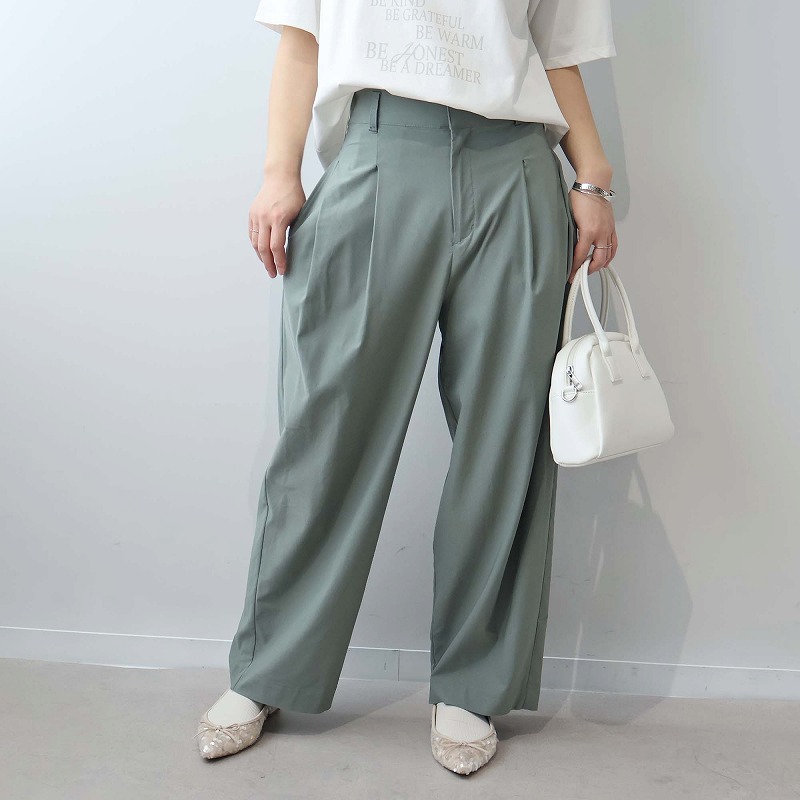 leswel レスウェルL〜5L タックワイドパンツ 大きいサイズ レディース