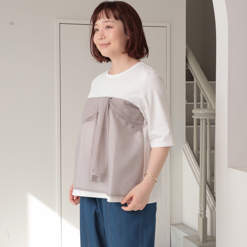 ビビ　レディースメッシュパンプ半袖　パープルＬ leswel 予約 レスウェルL〜5L 接触冷感 ビスチェ風 メッシュ