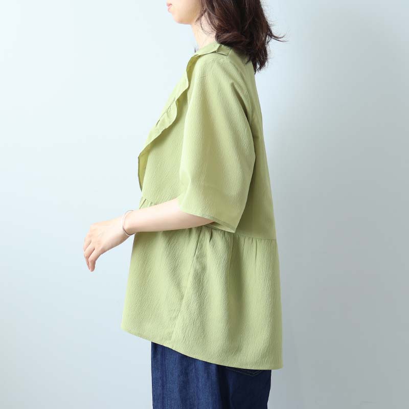 MB mint breeze 予約 L〜5L フリル切替え ギャザー ブラウス