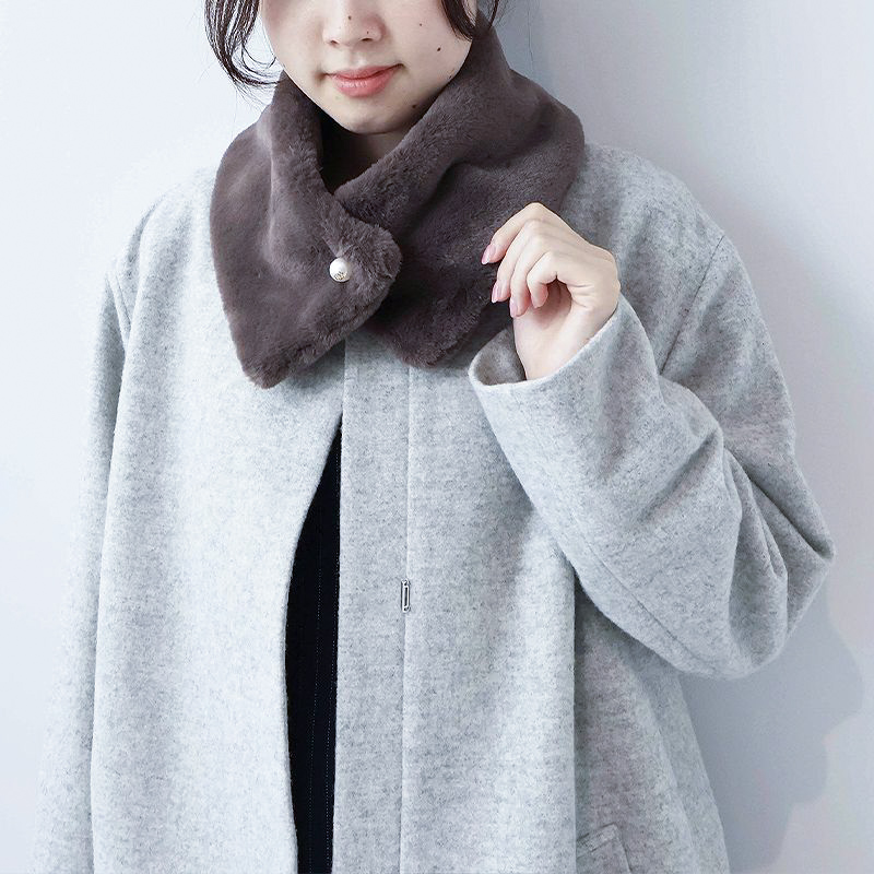 MB mint breeze L〜5L ファーティペット付ノーカラーコート