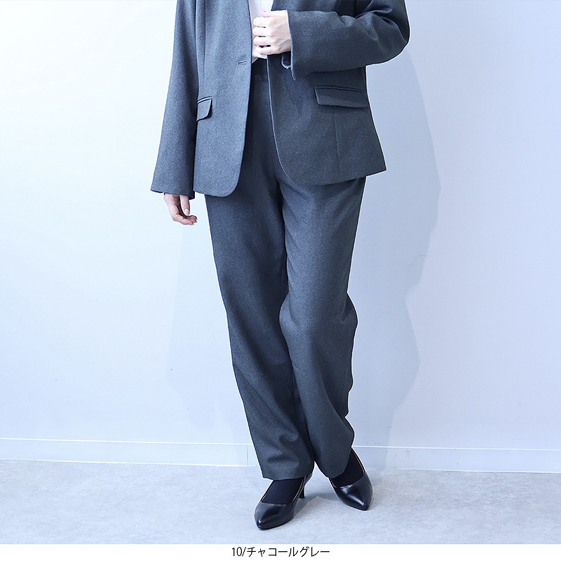 MB mint breeze L〜5L ウール調 ツイル ストレートパンツ 大きいサイズ