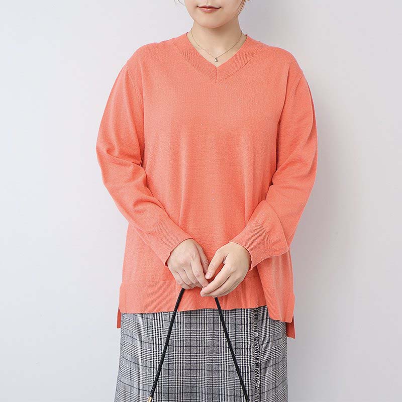 MB mint breeze（エムビーミントブリーズ） L〜5L ラメ ニット Vネック