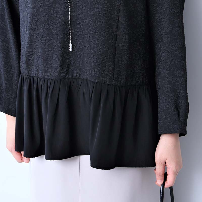 【fleur】【Ｌ〜５Ｌ】カットジャガード 切替え ブラウス fleur by mint breeze ブラウス シャツ 「L〜5L 大きいサイズ