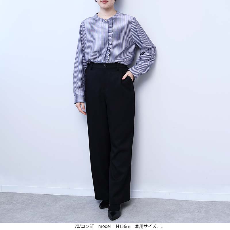 MB mint breeze L〜5L前フリルシャツ 大きいサイズ レディース