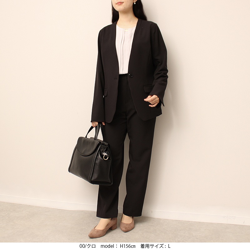 ノーカラージャケット ウォッシャブルオフィス 卒業式 入学式 母親 大きいサイズ レディース fleur ミントブリーズ　      返品交換不可 MB mint breeze ノーカラージャケット ウォッシャブルオフィス