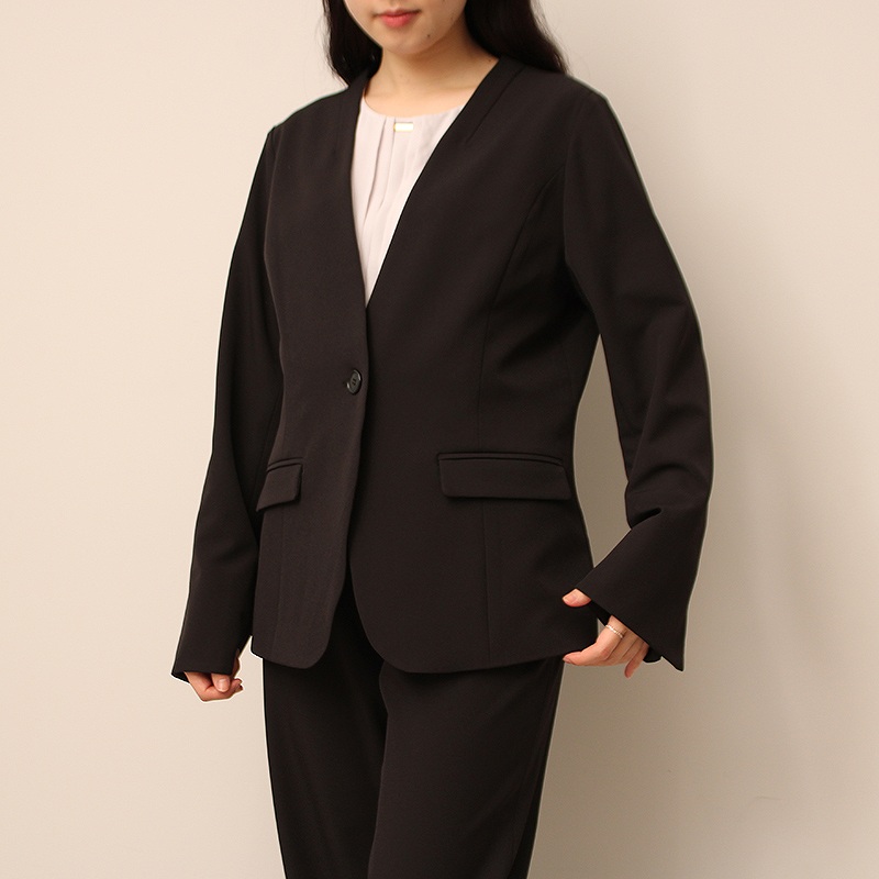 ノーカラージャケット ウォッシャブルオフィス 卒業式 入学式 母親 大きいサイズ レディース fleur ミントブリーズ　      返品交換不可 MB mint breeze ノーカラージャケット ウォッシャブルオフィス