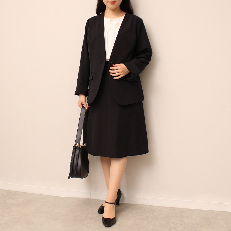 ノーカラージャケット ウォッシャブルオフィス 卒業式 入学式 母親 大きいサイズ レディース fleur ミントブリーズ　      返品交換不可 MB mint breeze ノーカラージャケット ウォッシャブルオフィス