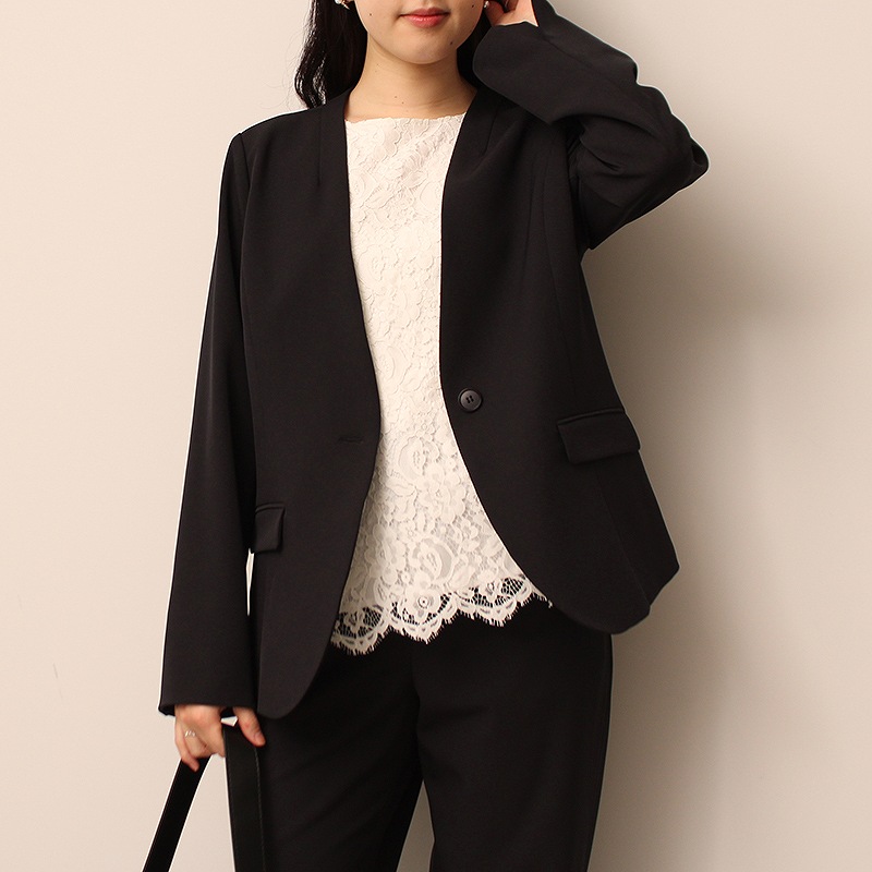 MB mint breeze ノーカラージャケット ウォッシャブルオフィス